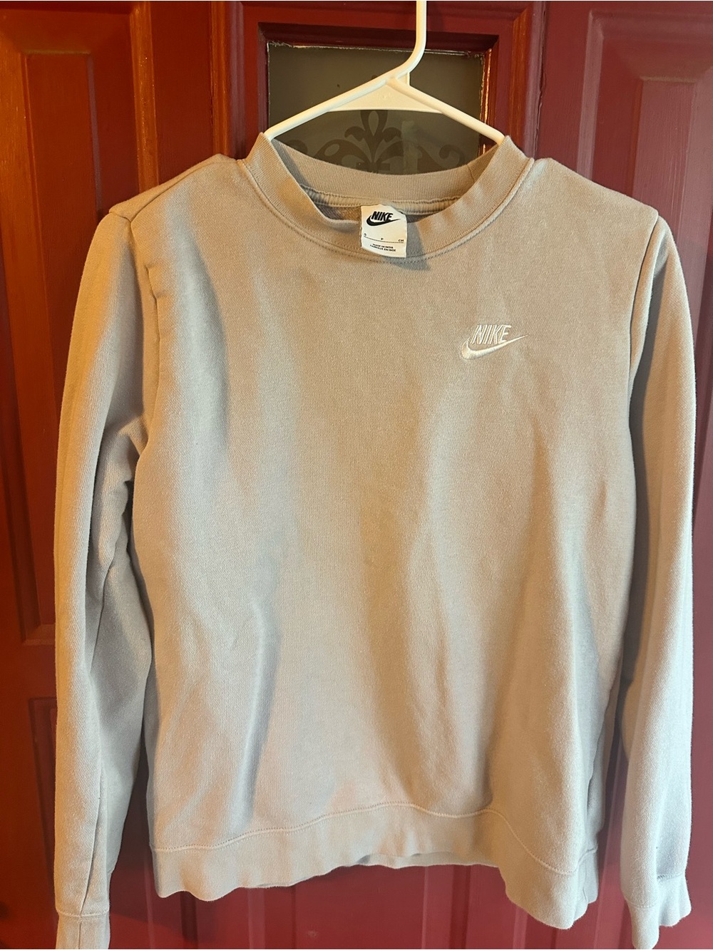 Nike Light Gray/Lavender Crewneck Sweatshirt with Embroidered Logo